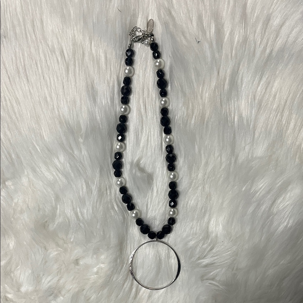 White House Black Market Black and White Beaded Necklace